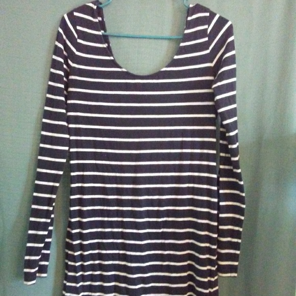 Stripey Navy blue long tee - Picture 1 of 3
